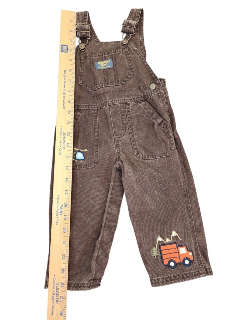 OshKosh Bgosh Vestbak Boys Overall Bibs 12 Months Brown Vintage - Picture 8 of 9